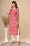 Naari Gajri Floral  Cotton Kurti