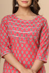Naari Gajri Floral  Cotton Kurti