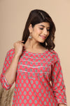 Naari Gajri Floral  Cotton Kurti