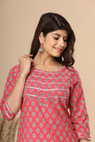 Naari Gajri Floral  Cotton Kurti