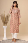 Naari Creamy Floral Motifs  Cotton Kurti