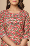 Naari Floral Peach Jaal Cotton Kurti