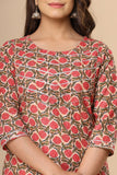 Naari Floral Peach Jaal Cotton Kurti