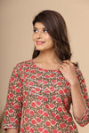 Naari Floral Peach Jaal Cotton Kurti