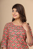 Naari Floral Peach Jaal Cotton Kurti