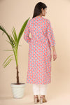 Naari Peach Blue Motifs Cotton Kurti
