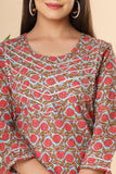 Naari Peach Blue Red Jaal Cotton Kurti