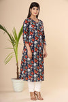 Naari Dark Blue Floral Cotton Kurti