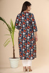 Naari Dark Blue Floral Cotton Kurti
