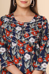 Naari Dark Blue Floral Cotton Kurti