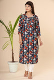 Naari Dark Blue Floral Cotton Kurti