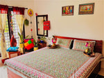 Alankar Pastel Green Cotton  Double Bedsheet (90 X108 Inch)