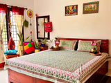 Alankar Pastel Green Cotton  Double Bedsheet (90 X108 Inch)