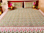 Alankar Pastel Green Cotton  Double Bedsheet (90 X108 Inch)