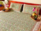 Alankar Pastel Green Cotton  Double Bedsheet (90 X108 Inch)