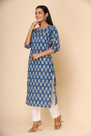 Naari Neela Rang Cotton Kurti