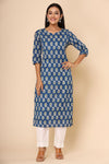 Naari Neela Rang Cotton Kurti