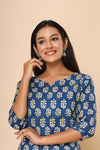 Naari Neela Rang Cotton Kurti