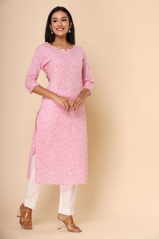 Naari Gulabi Cotton Kurti