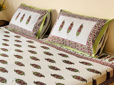 Alankar Mehendi Floral Cotton  Double Bedsheet (90 X108 Inch)