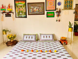 Alankar Mehendi Floral Cotton  Double Bedsheet (90 X108 Inch)