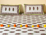 Alankar Mehendi Floral Cotton  Double Bedsheet (90 X108 Inch)