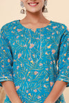 Naari Cyan Flowers Cotton Kurti