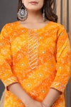 Naari Bright Yellow Bhandej Cotton Kurti