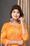 Naari Bright Yellow Bhandej Cotton Kurti