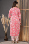 Naari Peach Cotton Suit with Cotton Dupatta