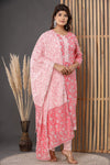Naari Peach Cotton Suit with Cotton Dupatta