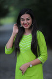 Naari Parrot Green Cotton Suit with kota Doriya Dupatta