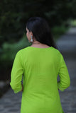 Naari Parrot Green Cotton Suit with kota Doriya Dupatta