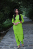 Naari Parrot Green Cotton Suit with kota Doriya Dupatta