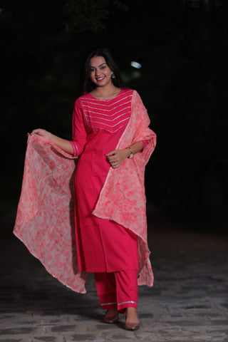Naari Rani Cotton Suit with kota Doriya Dupatta