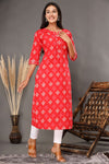 Naari Red  Love - Printed Cotton Kurti