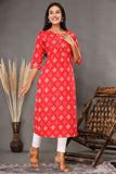 Naari Red  Love - Printed Cotton Kurti