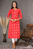 Naari Red  Love - Printed Cotton Kurti