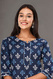 Naari Indigo Motifs - Printed Cotton Kurti