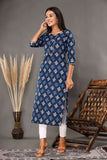 Naari Indigo Motifs - Printed Cotton Kurti