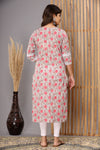 Snowhite  Peach Grey  Floral  Cotton Kurti