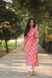 Noor Fiery Rose Collar Style Cotton Kurti