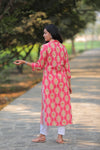 Noor Fiery Rose Collar Style Cotton Kurti