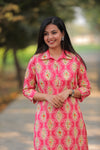 Noor Fiery Rose Collar Style Cotton Kurti