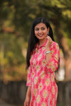 Noor Fiery Rose Collar Style Cotton Kurti
