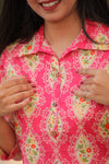 Noor Fiery Rose Collar Style Cotton Kurti