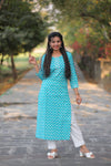 Noor Sky Blue Cotton Kurti