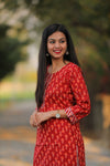 Noor Candy Red Cotton Kurti