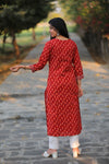 Noor Candy Red Cotton Kurti