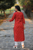 Noor Candy Red Cotton Kurti